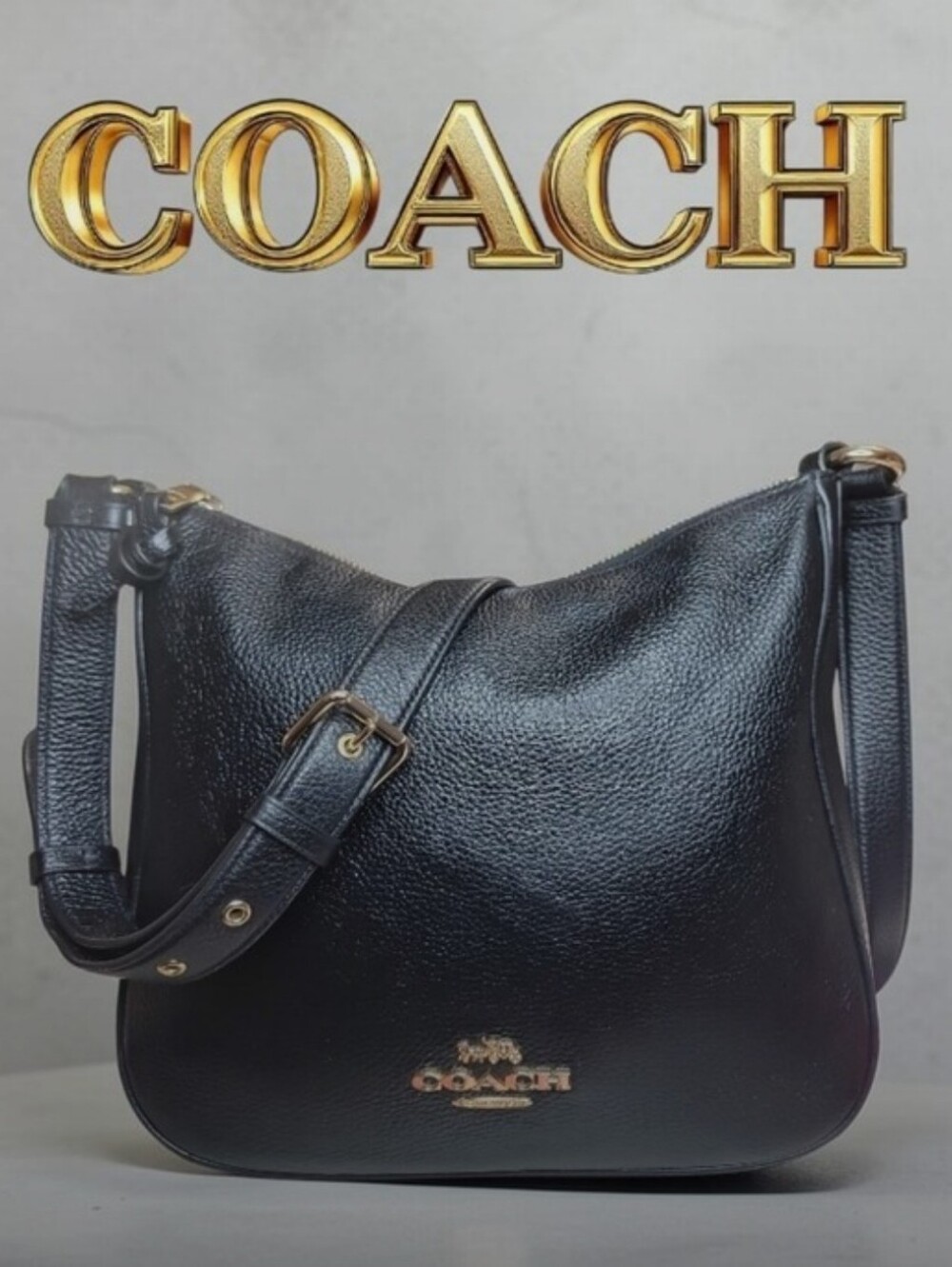COACH Pebbled Leather Crossbody Bag in Black